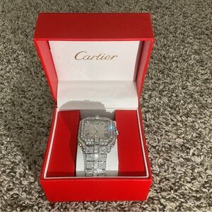 Cartier Silver Watch with Diamond Accents